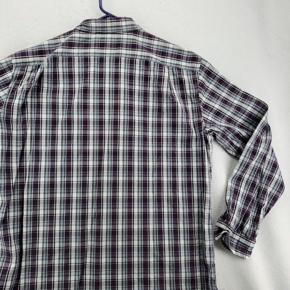 EDDIE BAUER Shirt Men's L/S Casual Button Up Collared Plaid Purple Gray Large - Picture 11 of 12